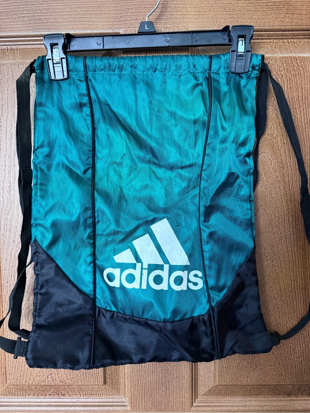 adidas Green and Black Drawstring Backpack with White Logo